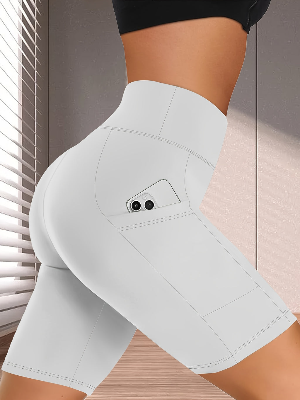 Summer Fashion High-Waist Capri Pants with Pockets - White