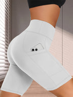 Summer Fashion High-Waist Capri Pants with Pockets - White