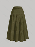 Women'S Solid High-Waist Half Skirt - Green