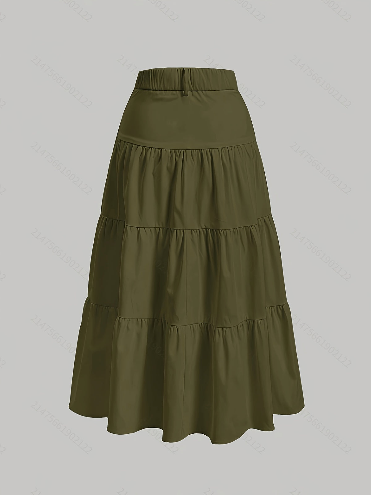 Women'S Solid High-Waist Half Skirt - Green