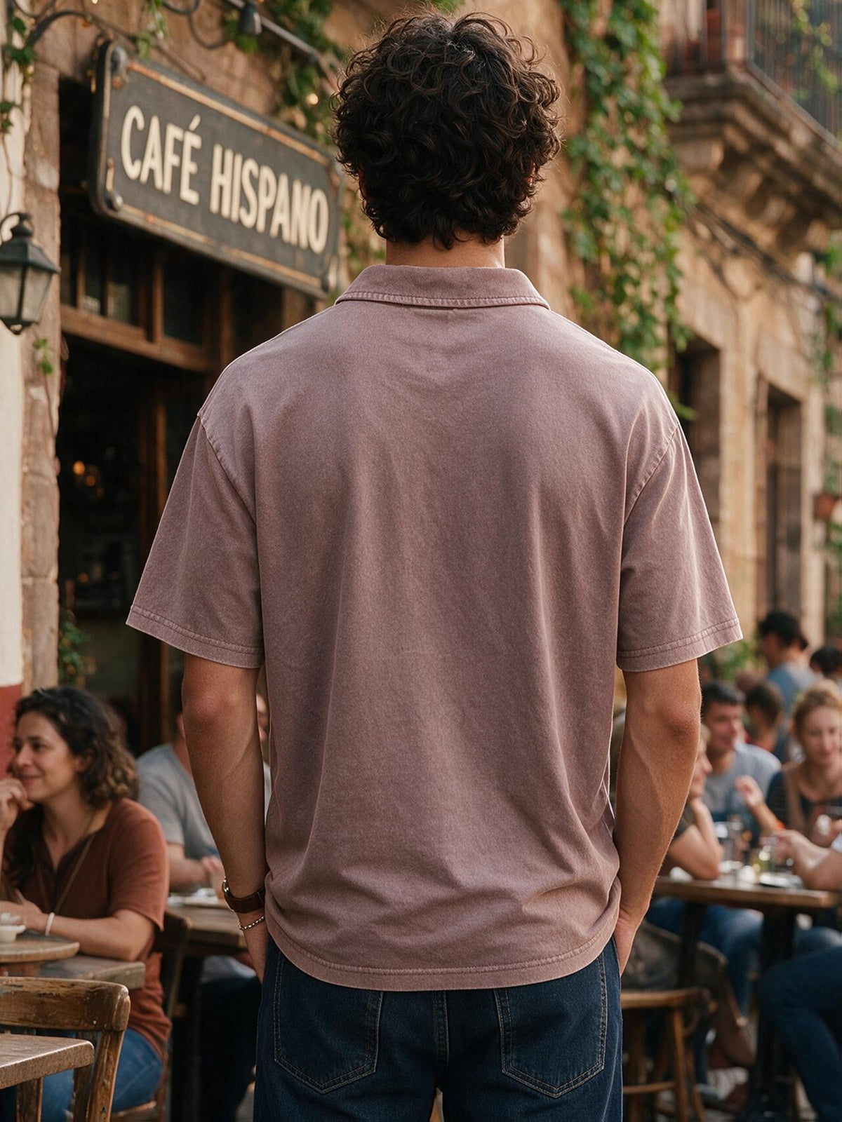 240G Heavyweight Combed Pure Men'S POLO Shirt Easy Retro Washed Loose Lapel Short Sleeve Skin-Friendly Temperament Autumn Summer Daily Commute Casual Top - Light Brown-1