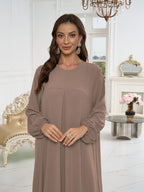 1pc Stylish Holiday Attire, Featuring a Relaxed Fit And Versatile Solid Color, Perfect for Everyday Use. This Comfortable And Casual Women'S Abaya Dress Is Ideal for Muslim Women, Offering Long Dresses And Elegant Robes for Ladies - Khaki
