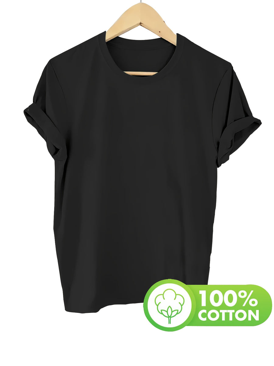 Spring/Summer Women's T-Shirt, Basic Short-Sleeve T-Shirt for Daily Wear - 1 - Black