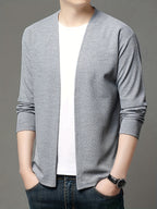 Men's Spring Casual Fashion Cardigan Jacket, for Home and Leisure, Skin-friendly and Comfortable, Versatile and Stylish - Grey