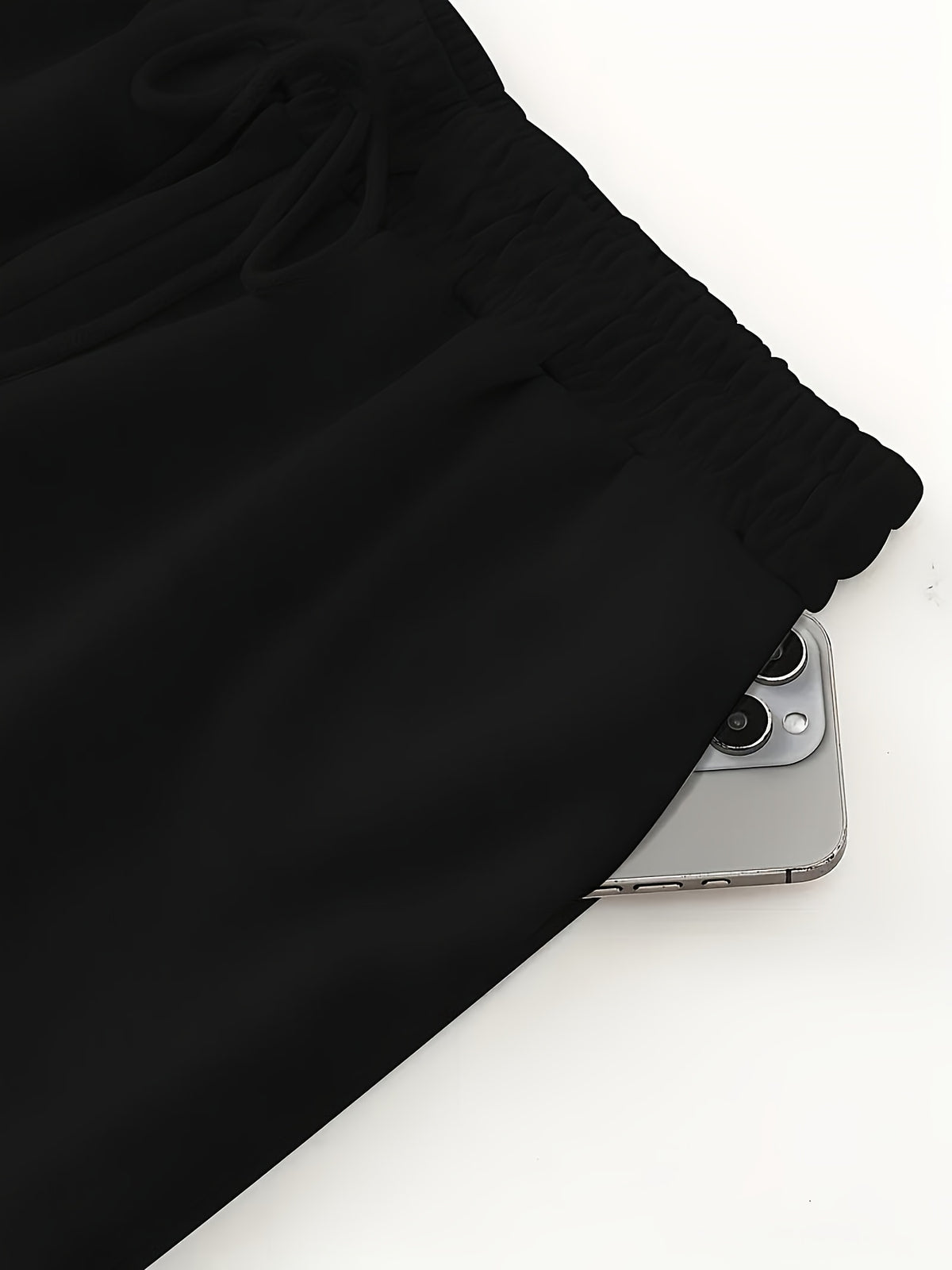Women's High-Waisted Wide-Leg Joggers with Stretch Waist & Pockets - Solid Color Loose Pants Suitable for All-Season Wear, Straight Leg Trousers, Machine Washable for,, Everyday Casual (No Transparency) - Black
