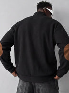 1pc Men'S Thick Plaid Long Sleeve T-Shirt Sweater | Premium Plaid Texture Jacquard Knit Thick Fabric | V-Neck Design | Loose Comfortable Fit | Essential Street Outdoor Casual Wear | Breathable Warm And Skin-Friendly | Indoor Gatherings And Outdoor S - Black