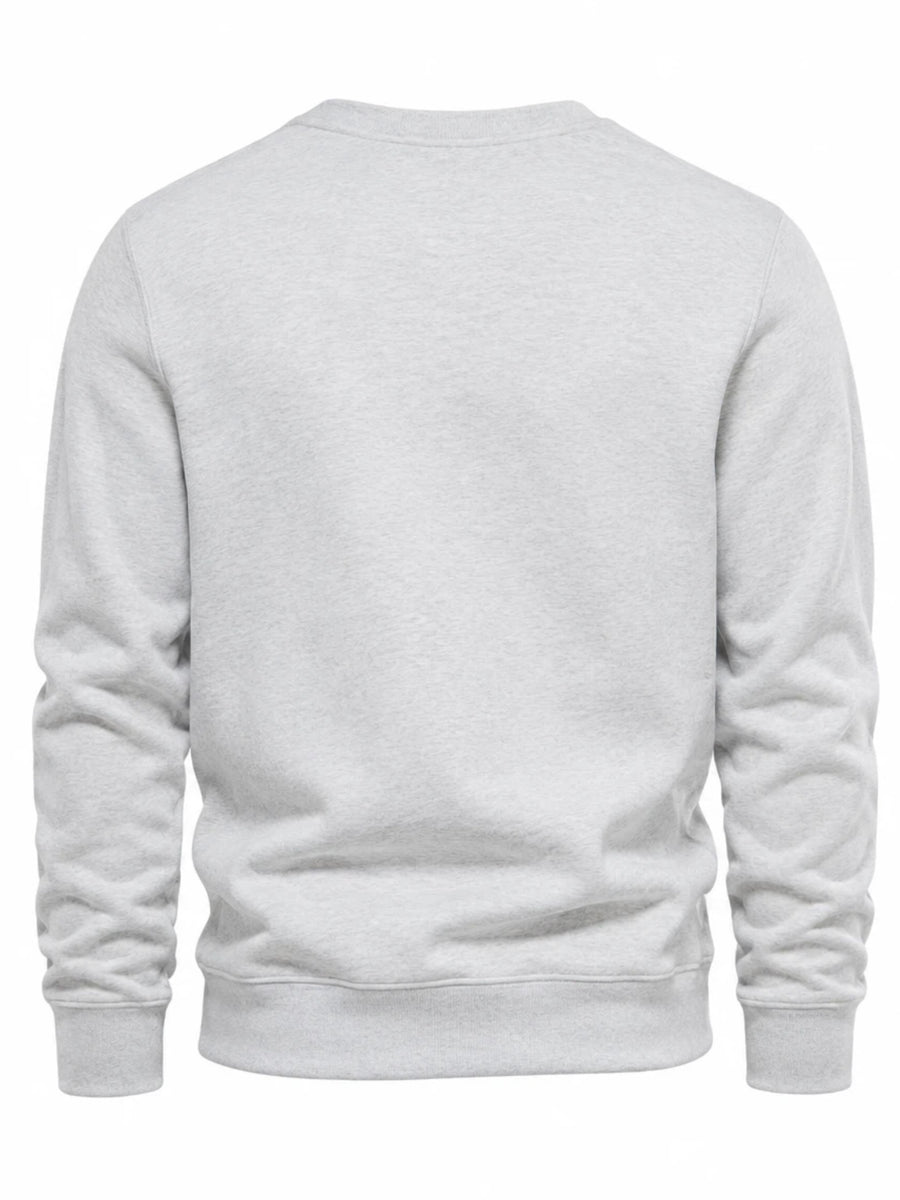 [Villa Le Water OBM] 3pcs Men'S Solid Color Round Neck Drop Shoulder Loose Comfortable Sweatshirts, with Ribbed Comfortable Elastic Cuffs, Comfortable Fit, Composite Fabric Craftsmanship, Warm And Non-Breathable, Breathable Fabric, Fitted Fabric - Steel