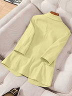 2026 New Premium Solid Color Single-Button Suit Jacket, Elegant 3/4 Sleeve, Comfortable And Breathable Casual Outerwear, Elegant Style Suitable for Daily Spring Summer Autumn, All-Match Temperament Suit - 【Light Yellow】