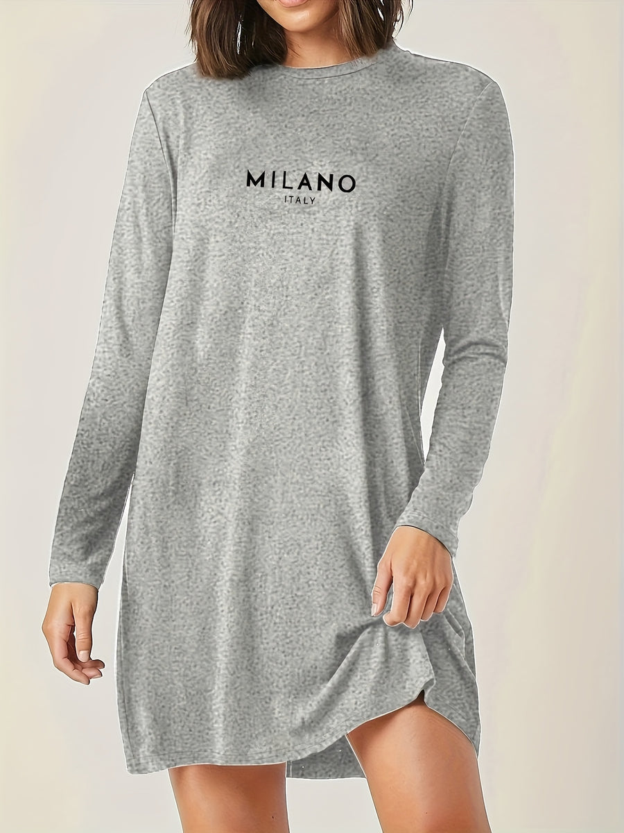 Fashionable long version of the fashionable casual top suitable for the spring and autumn season, with a unique print, Women's clothing - Light Grey