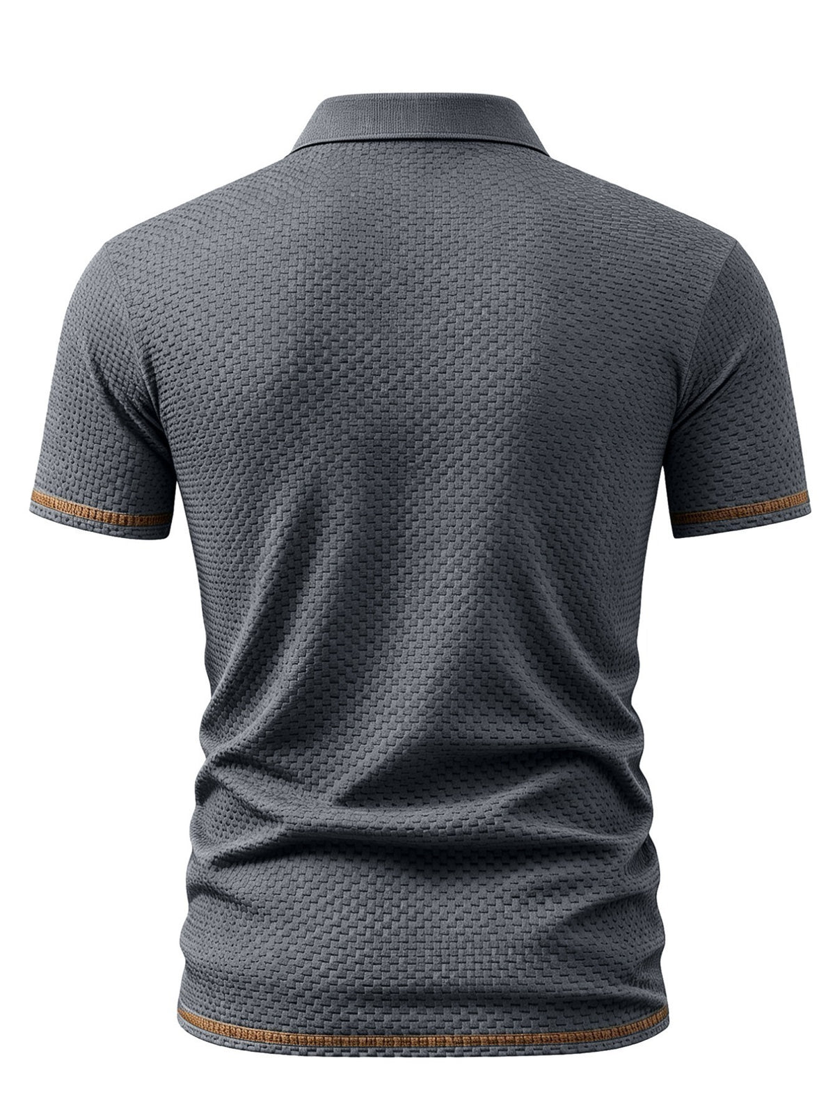 A06-4376VW Men's Popular Waffle Knit Polo Shirt, Textured Short Sleeve Casual Golf Shirt, Breathable Summer Top, Fashionable Golf T-Shirt, Suitable for Office / Vacation / Outdoor Use, Father's Day Gift - Grey