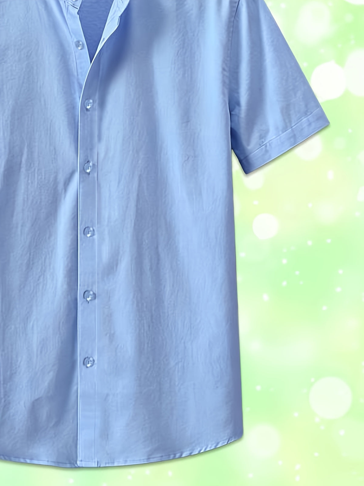 Single Piece Men'S Solid Color Short-Sleeved Shirt, Button-Up Cardigan Casual And Comfortable, Versatile for Daily Travel And Outdoor Activities in Summer - Sky Blue