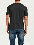 Men'S Summer Classic V-Neck Casual Short Sleeve T-Shirt 5pcs Set, Summer Essential | Solid Color, Quick-Dry Polyester Fiber, Ideal for Outdoor Running And Exercise, Machine Washable - 5PCS-Black