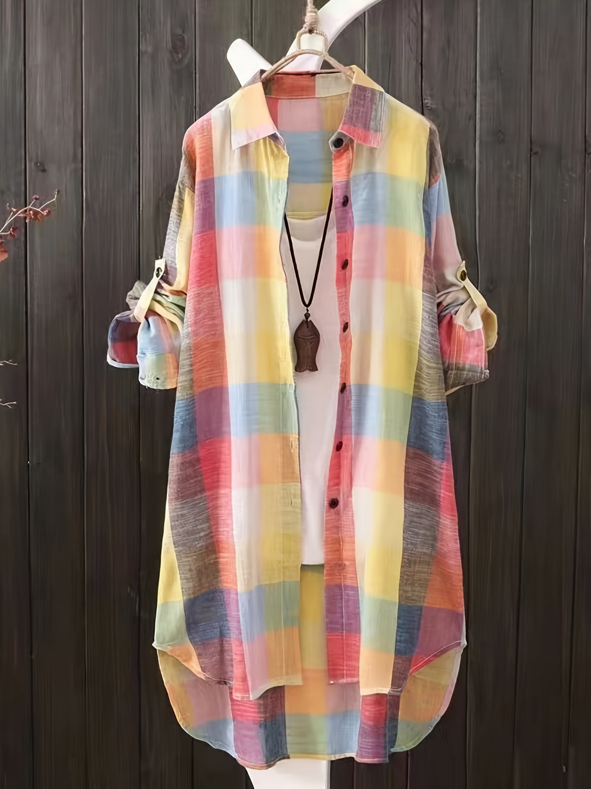 Women's Plaid Shirt Chic Women Blouse Elegant and Women's Blouses New In External Clothes Korean Style - Mixed colors