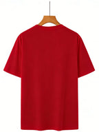Men's Summer Casual Sports T-Shirt Colorful Trefoil Print Design Street Casual Trendy Design Suitable for Multiple Occasions Sporty Style Round Neck Breathable Quick-Dry Daily Wear - Red