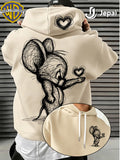 Official Warner Bros., Trendy Cool American Street Style Classic Character Theme Print Hoodie, American Street Style Unisex Long Sleeve Top, Suitable for Daily And Outdoor Activities, Ideal Warm Outerwear Choice for Autumn And Winter! - Apricot