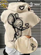 Official Warner Bros., Trendy Cool American Street Style Classic Character Theme Print Hoodie, American Street Style Unisex Long Sleeve Top, Suitable for Daily And Outdoor Activities, Ideal Warm Outerwear Choice for Autumn And Winter! - Apricot