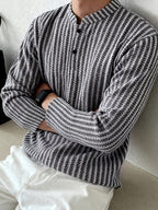 Men's Fashion Solid Color V-Neck Henley Shirt, Machine Washable, Not  Cleanable, Durable Fabric - Black And White Color