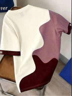 Printed Design-Not Textured] 2026 Summer New Men's Short Sleeve T-Shirt Men's Color-Block Round Neck Casual Short Sleeve T-Shirt - Mixed Color 1