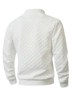 Autumn Men'S Waffle Half-Zip Stand Collar Sweatshirt, Casual Loose Textured Pullover Top Jacket, Gift for Husband Or Father - White