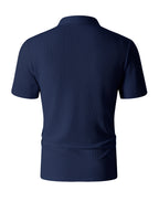 Men's Outdoor Sports Printed Short-Sleeve Summer Casual Comfortable Polo Shirt - Navy Color