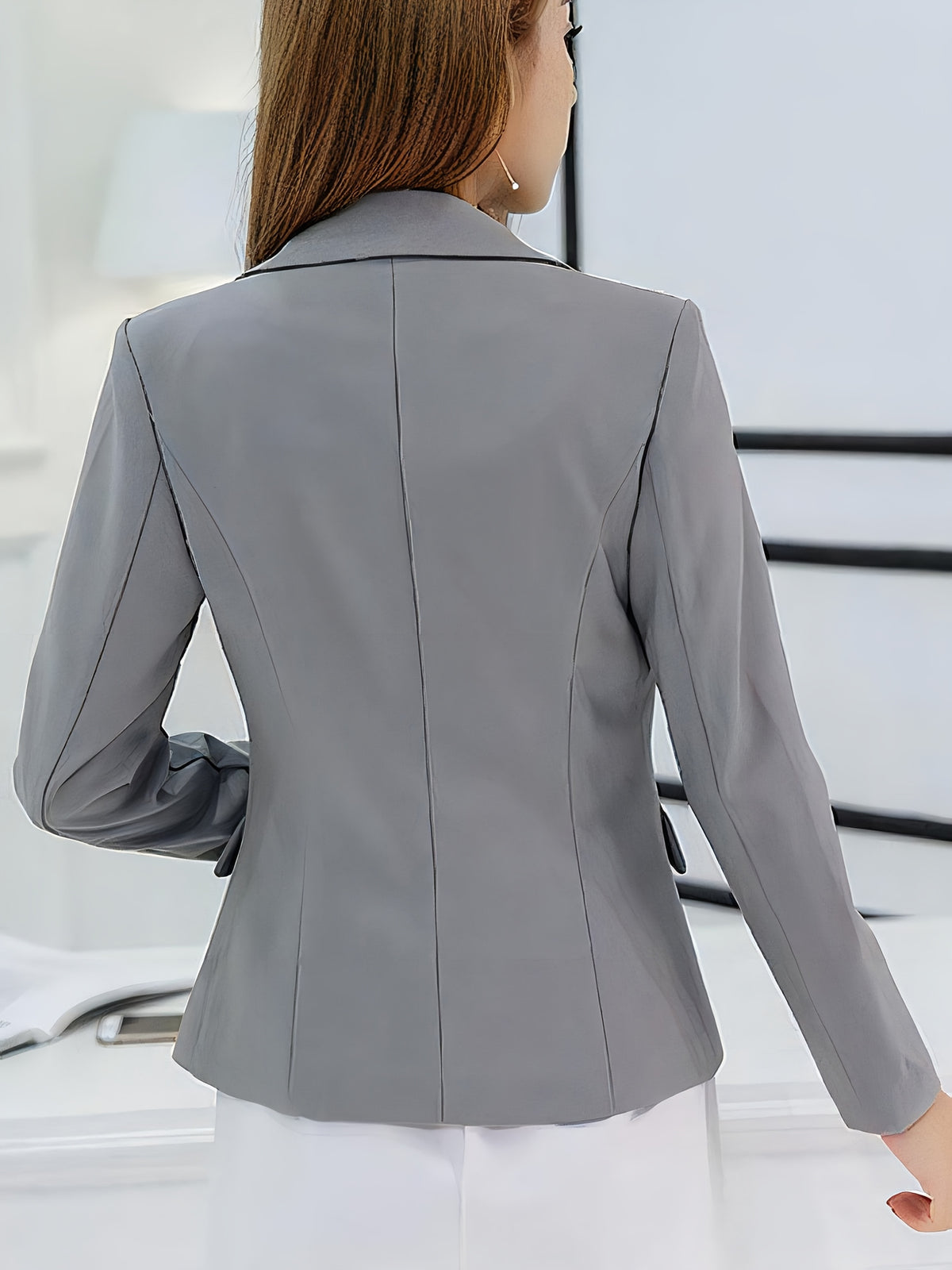 Single-breasted Slim-fit Blazer with Notched Lapels, 1 Yt - Grey