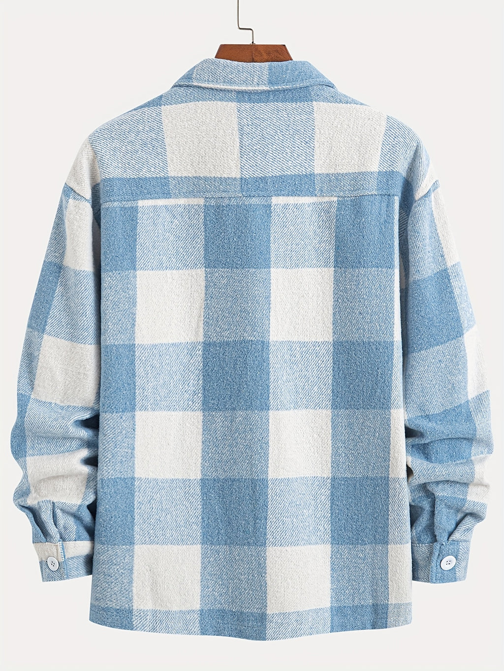 1pc of Plaid Casual Jacket, Casual Sports Jacket, Lapel Button Cardigan Jacket - Blue