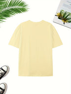Dark Blue Washed Men'S Casual Short-Sleeved Easy Print Fashion Sports Trendy Versatile Half-Sleeve Breathable T-Shirt Comfortable Home Base Shirt - Apricot