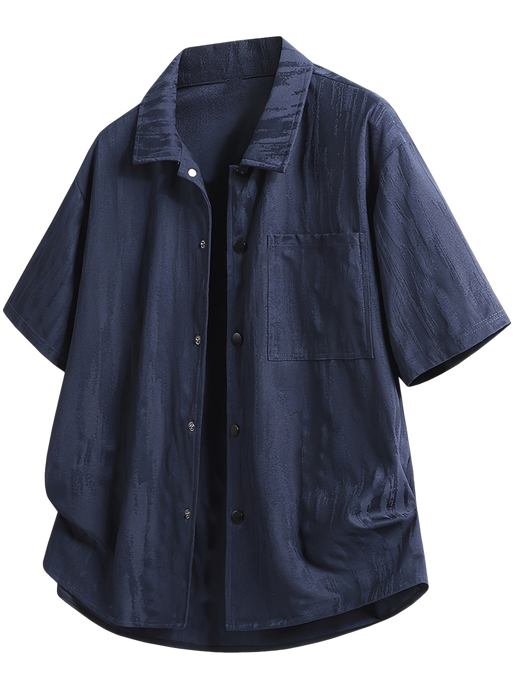 Men's Vintage Lapel Short-Sleeve Shirt, New Summer Trendy Loose Fit Casual Versatile Top Jacket - Blue