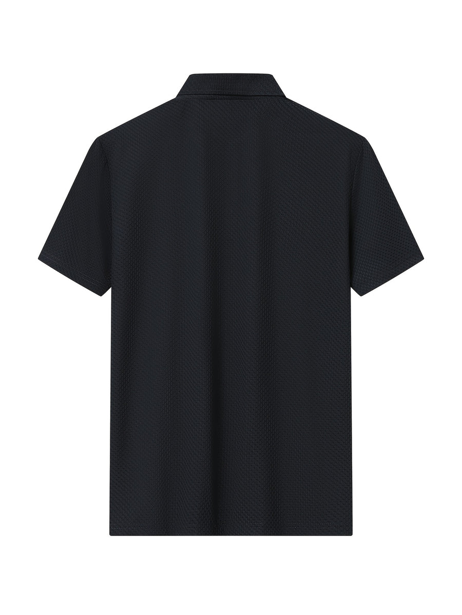 Classic Solid Color Short-Sleeve Men'S Polo Shirt, Home Casual Shirt - Navy Color