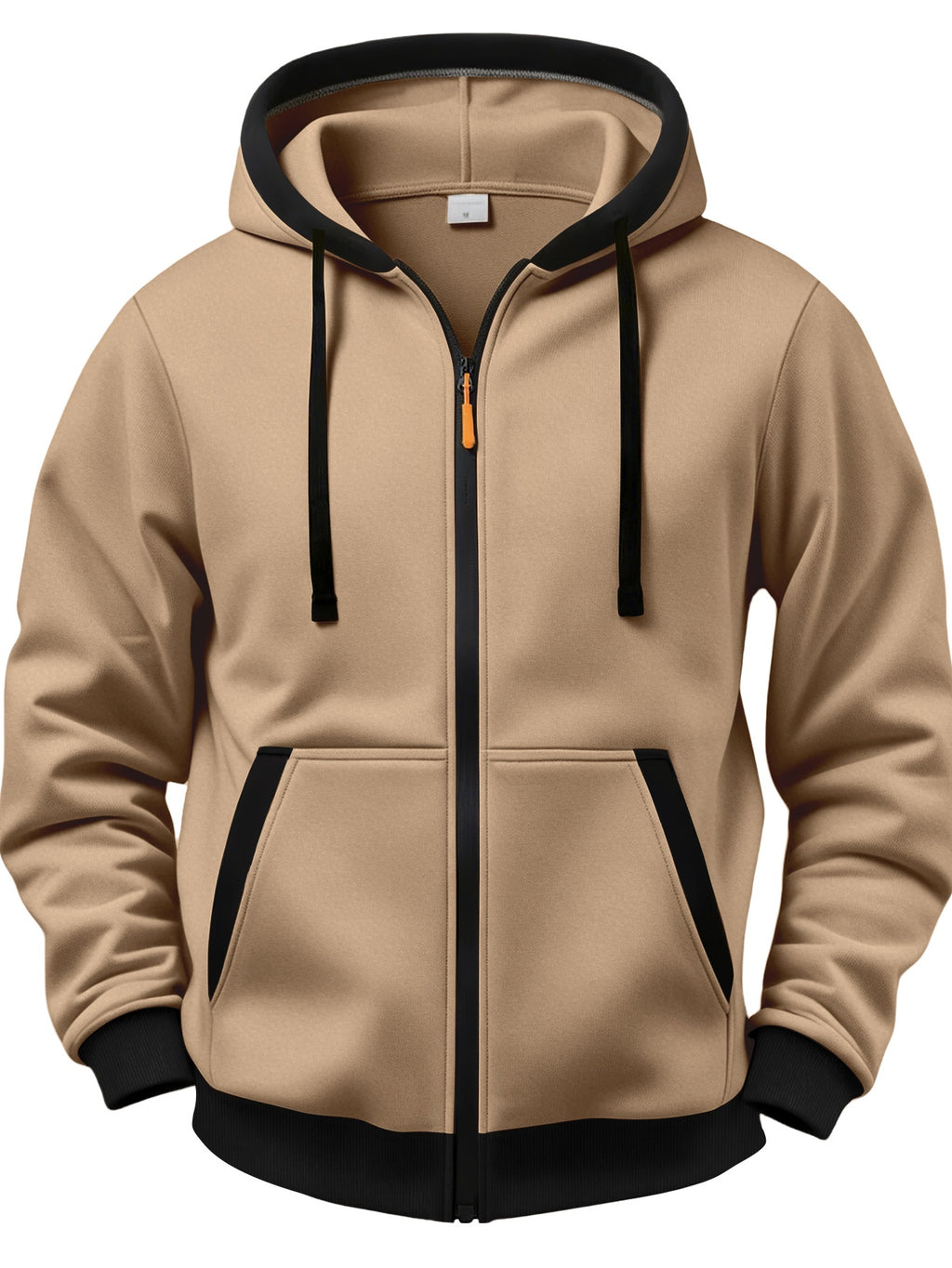5pcs Set of Color-Blocked Full-Zip Hooded Cardigans, Easy Layered Thick RUN Inspirational English Short Sentence Small Print Loose Drawstring Casual Long Sleeve Jacket - Black + Dark Gray + Army Green + Khaki + Grass Green