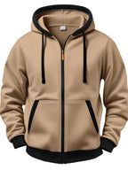5pcs Set of Color-Blocked Full-Zip Hooded Cardigans, Easy Layered Thick RUN Inspirational English Short Sentence Small Print Loose Drawstring Casual Long Sleeve Jacket - Black + Dark Gray + Army Green + Khaki + Grass Green