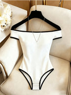 Women'S Off-Shoulder Bodycon Jumpsuit, Minimalist All-Match, Outdoor Vacation, Daily Casual Wear, White Jumpsuit - White