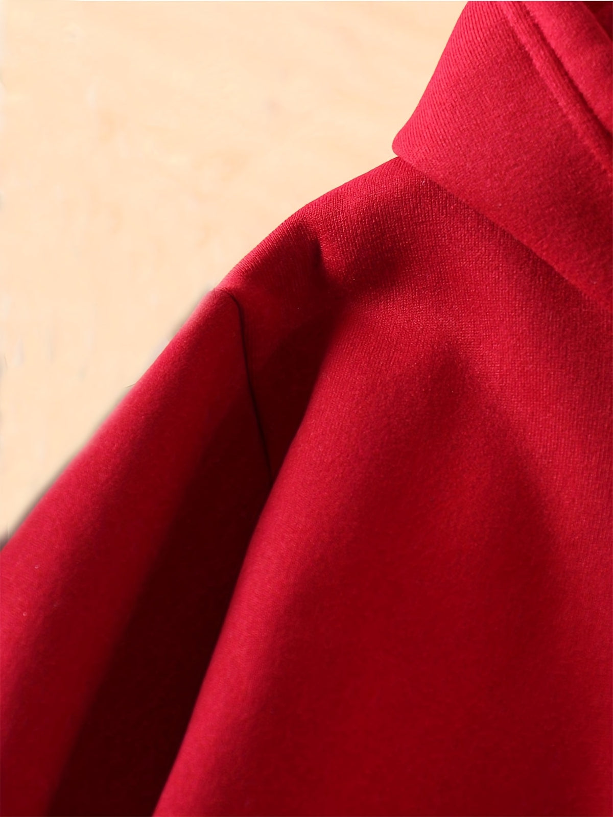 95% Polyester 5% Spandex, Men's Casual Pocket Zipper Drawstring Hooded Sweatshirt, Chest Placement Patch Embroidery, 240g Global All-Season Base Layer, Factory-Made for Men's Comfort, High Quality, High Fit Rate, Casual Sportswear - Red