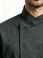 Men'S Summer Short-Sleeve Chef Uniform, Men'S Shirts, Jackets with Pockets, Polyester Fiber Material, Suitable for Hotel Kitchen Dessert Shops, Men'S Gifts - Dark Gray