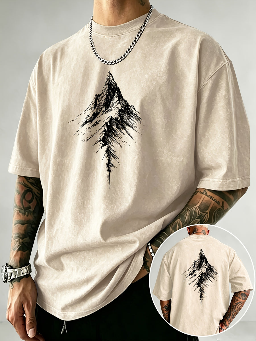 Men'S Heavyweight Distressed T-Shirt Washed Acid Wash Graphic Tee Vintage Aesthetic Streetwear Pure Breathable Comfort High Street Style Minimalist Casual Gym Workout Short Sleeve Essential Undershirt 2026 Summer New - Apricot