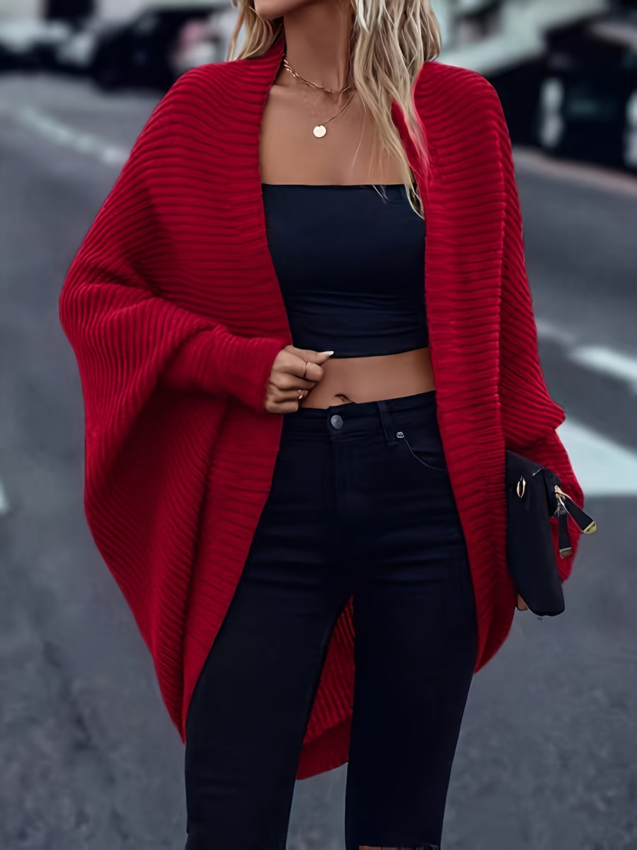 New Autumn And Winter Collection of Popular Casual Fashion Loose And Easy Versatile Elegant Retro Long-Sleeve Shawl Women'S Cardigan Top - Brick Red