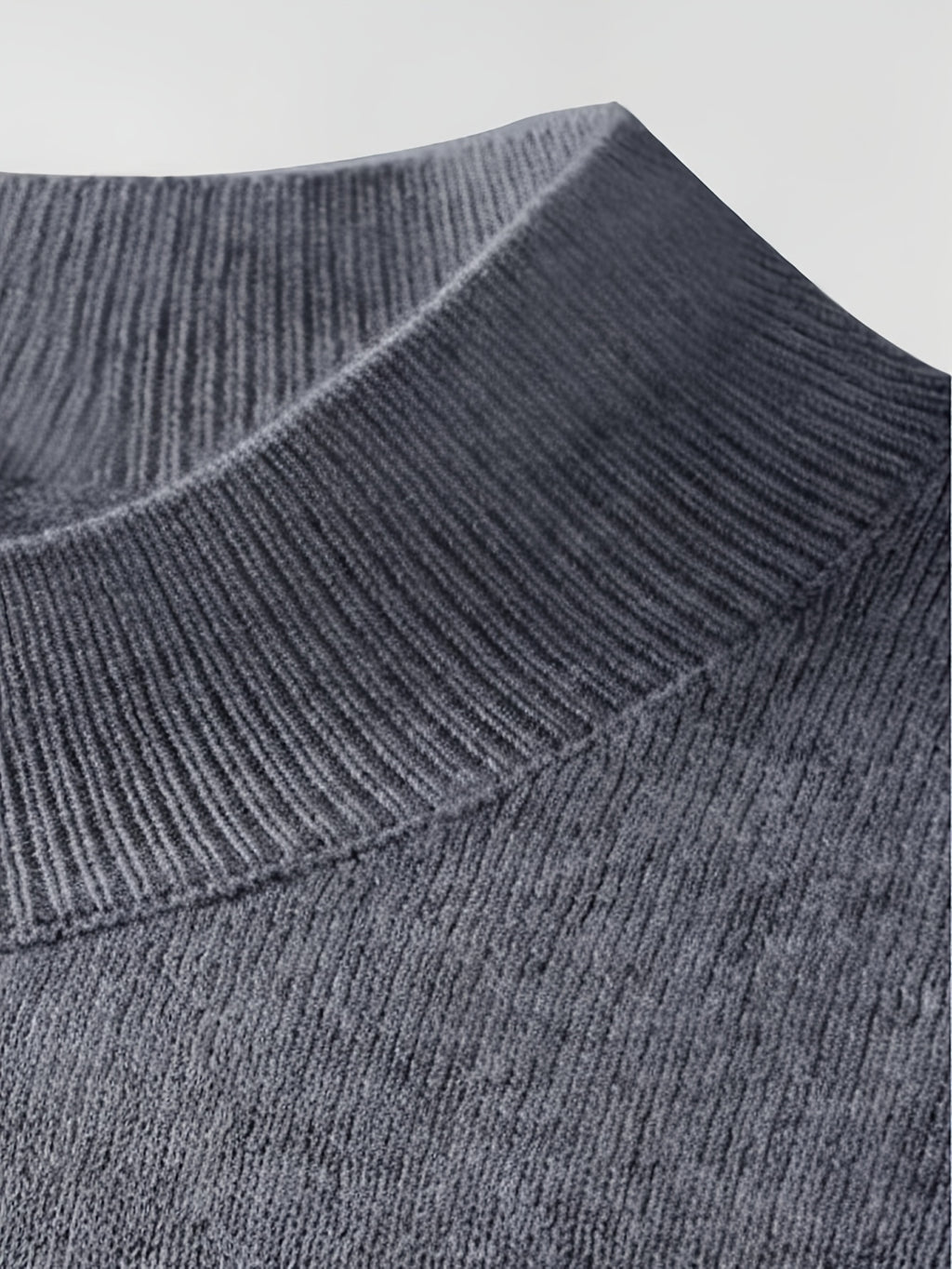 2026 New Men'S Thick High-End Semi High Neck Knitted Sweater Light Luxury Solid Color Warm Sweater Base Sweater - Grey