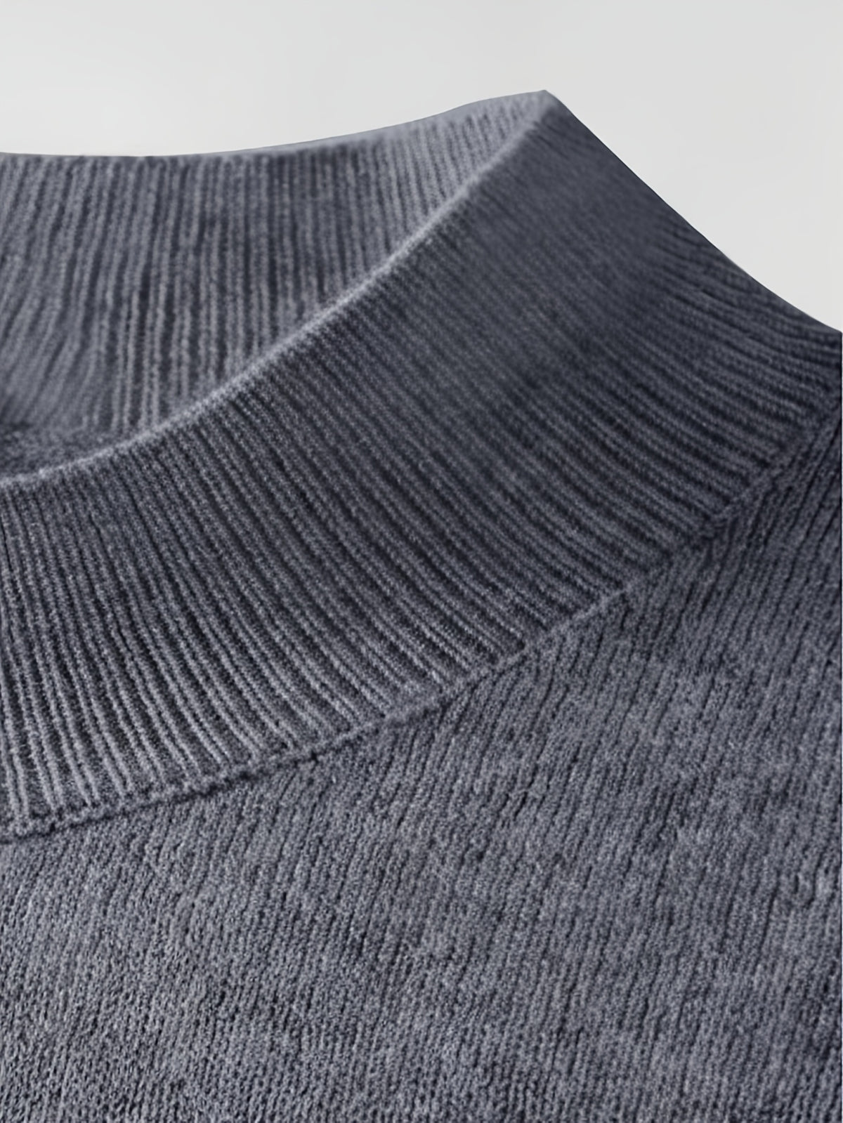 2026 New Men'S Thick High-End Semi High Neck Knitted Sweater Light Luxury Solid Color Warm Sweater Base Sweater - Grey