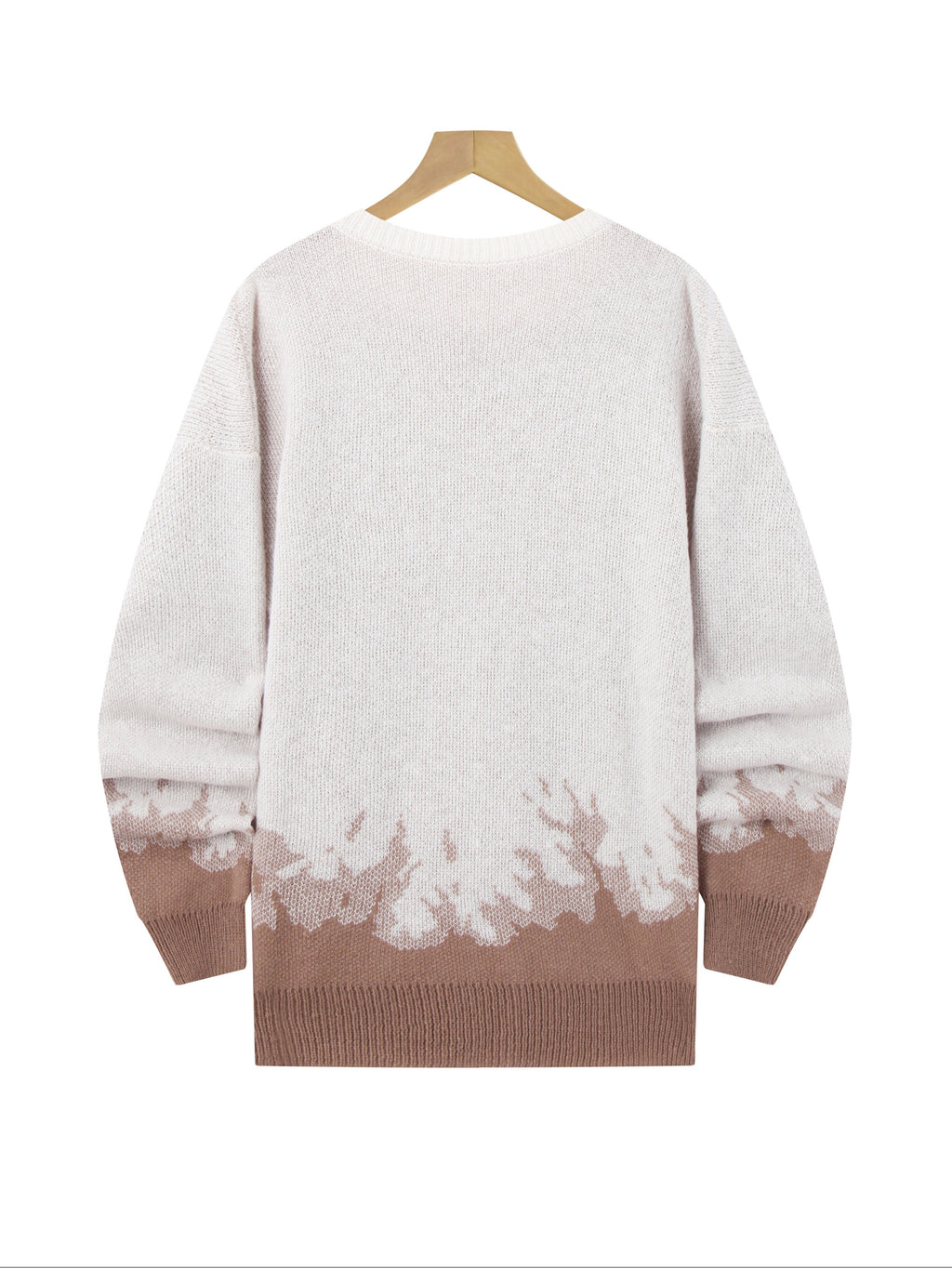 American High Street Gradient Flame Sweater | Trendy Design Knit Top - Light Brown-1
