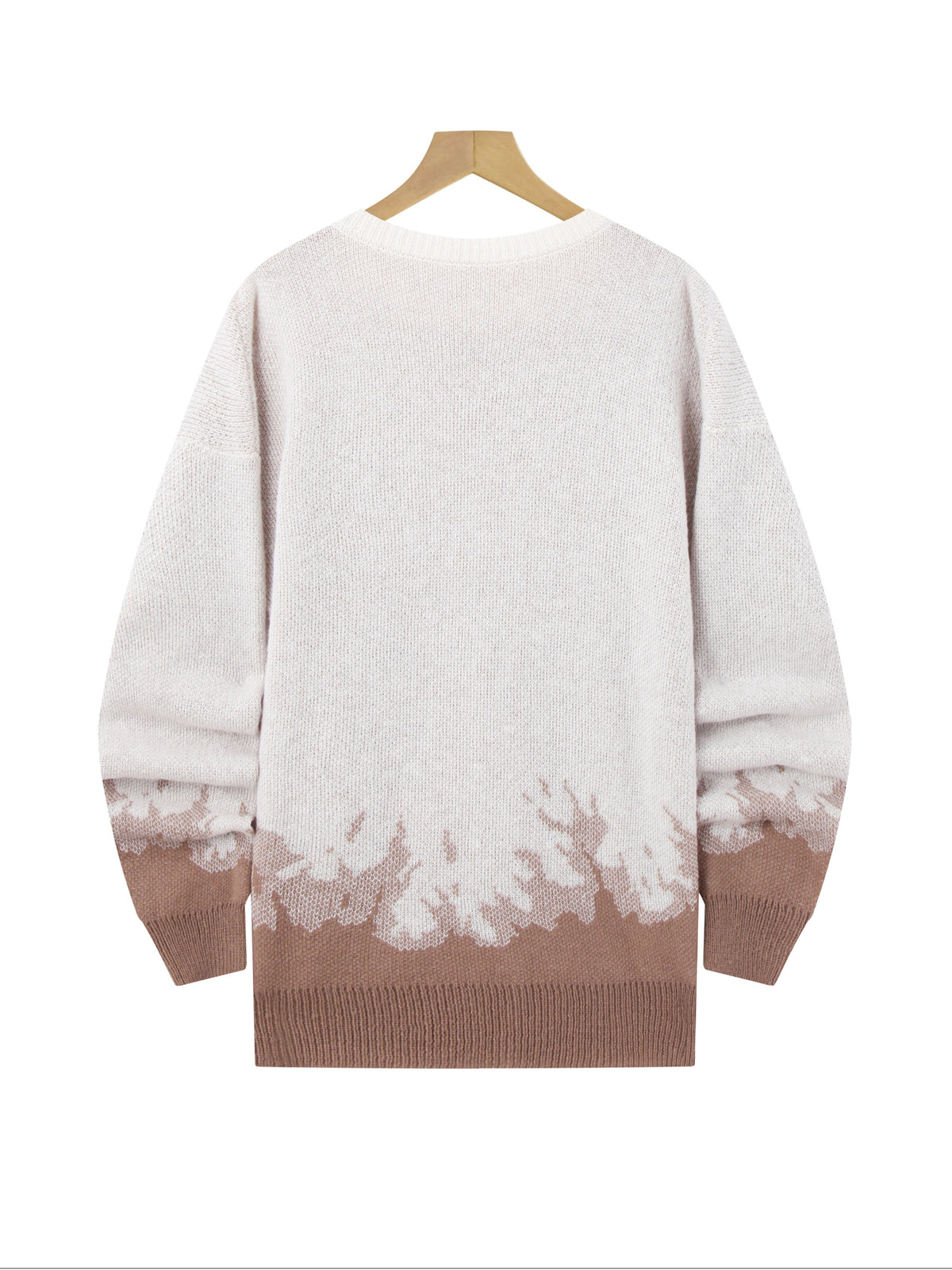 American High Street Gradient Flame Sweater | Trendy Design Knit Top - Light Brown-1