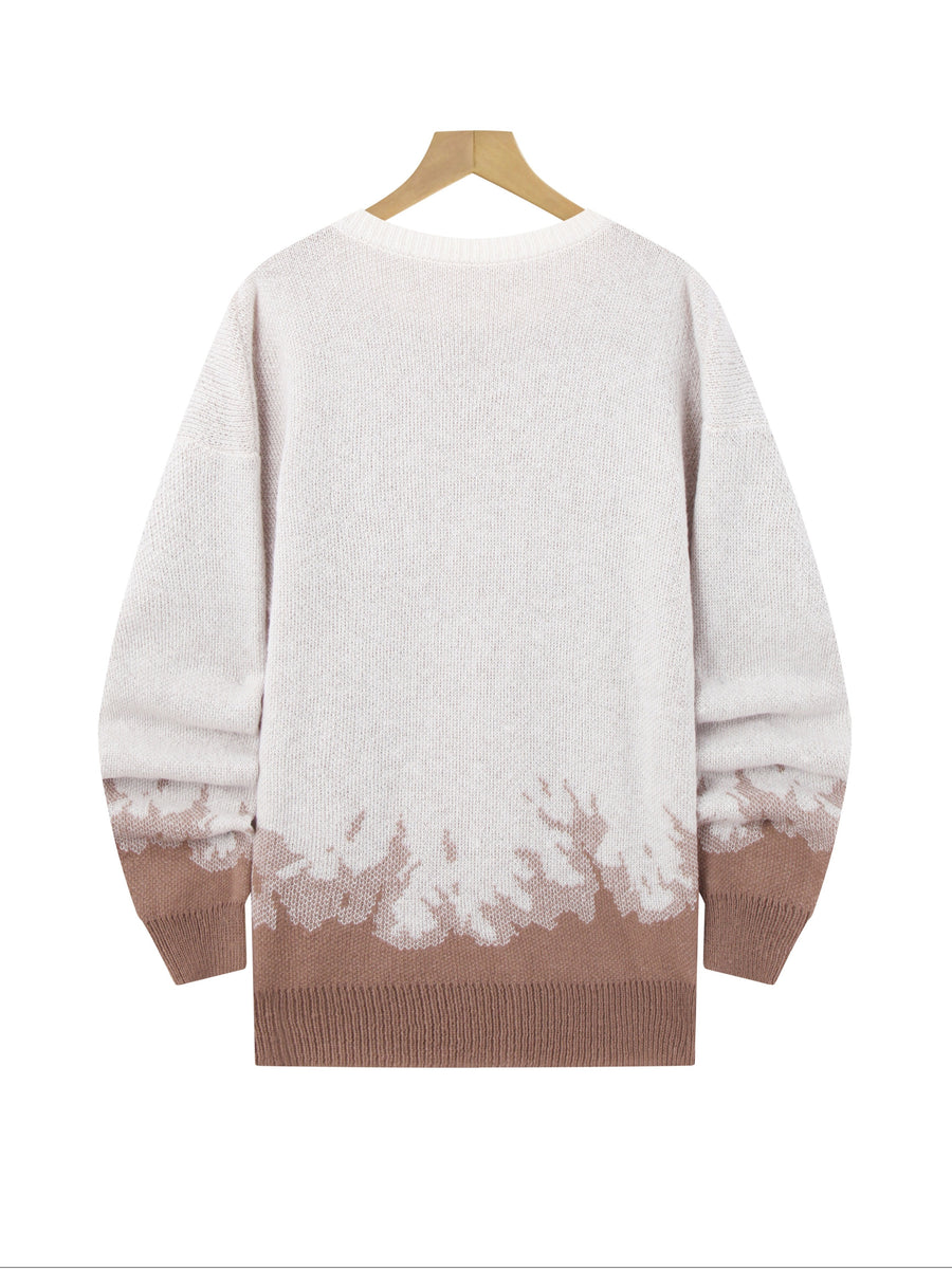 American High Street Gradient Flame Sweater | Trendy Design Knit Top - Light Brown-1