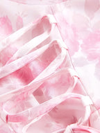 French Floral Suspender Elegant Small Fresh Long Dress - Pink