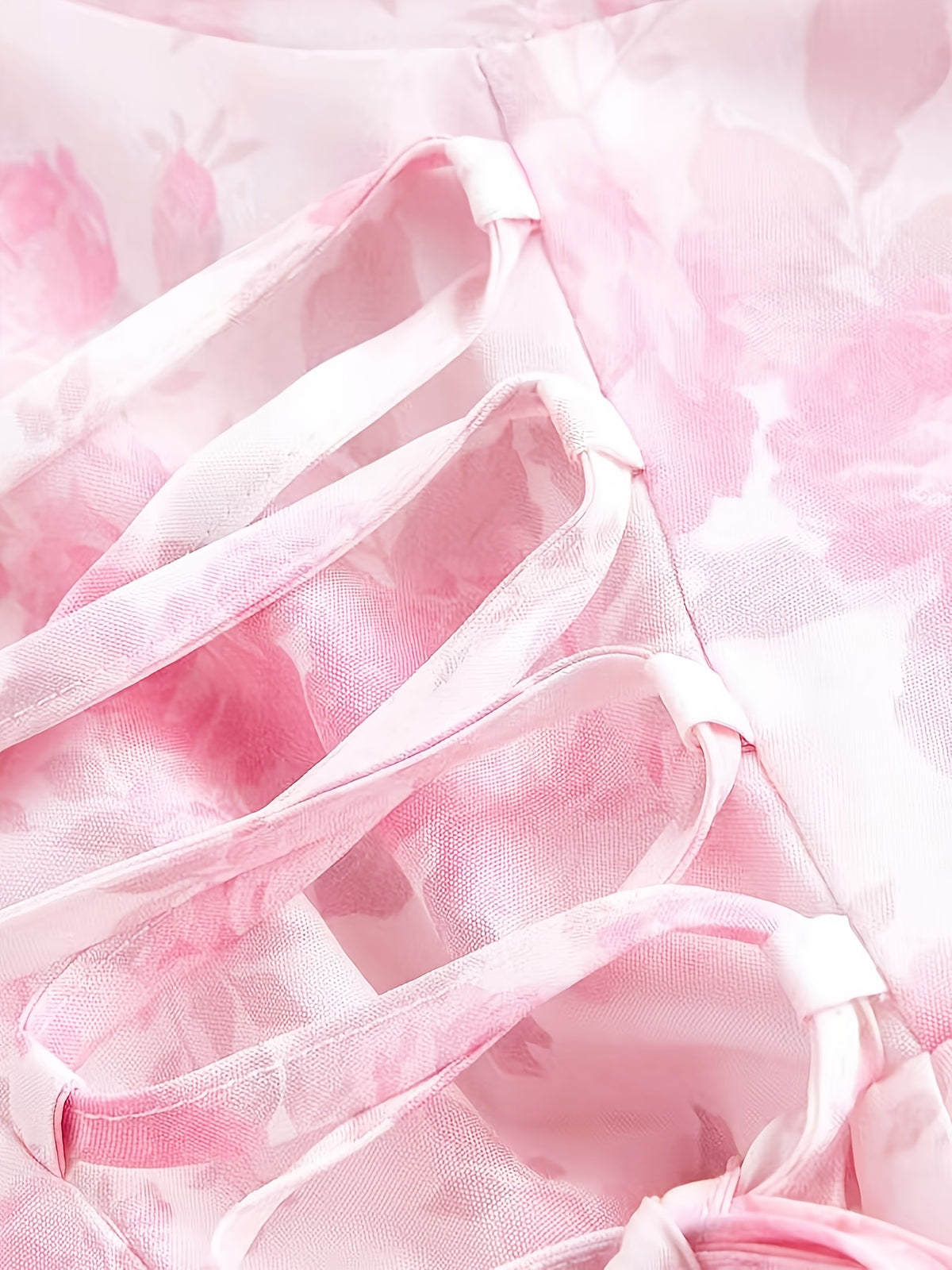 French Floral Suspender Elegant Small Fresh Long Dress - Pink