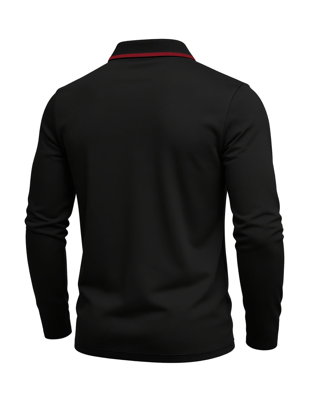 Autumn Cross-Border American Men'S Long Sleeve Polo Shirt Men'S Base Layer Contrast Top - Black