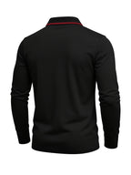 Autumn Cross-Border American Men'S Long Sleeve Polo Shirt Men'S Base Layer Contrast Top - Black