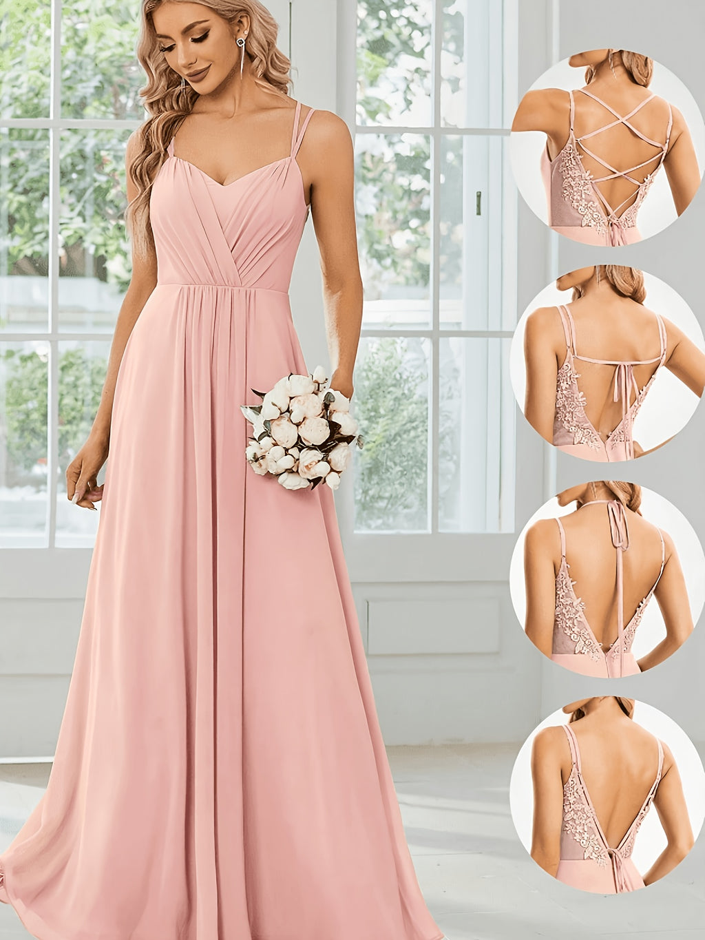Elegant and Fashionable Party Dress, Long Evening Gown for Family Gatherings and Birthdays, Formal Evening Attire, Bridesmaid Performance Dress, Ball Gown, Exclusive for Award Ceremonies, Holiday Date Set, Mother's Wedding Dress - Pink