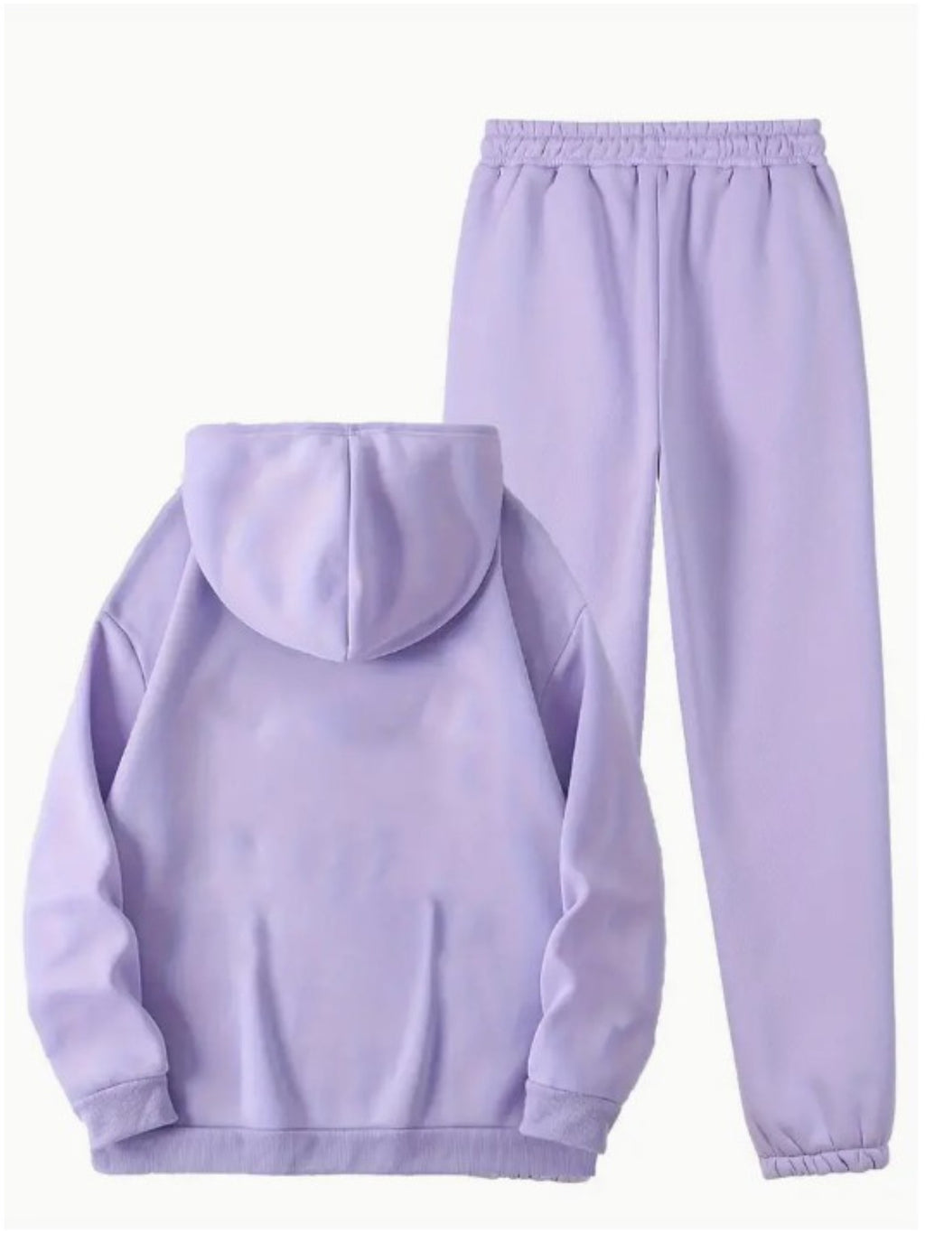 Autumn And Winter ECG Heart Pattern Printed Women'S European And American Fashion Fleece Hooded Sweatshirt Set for ' Casual Wear - Purple