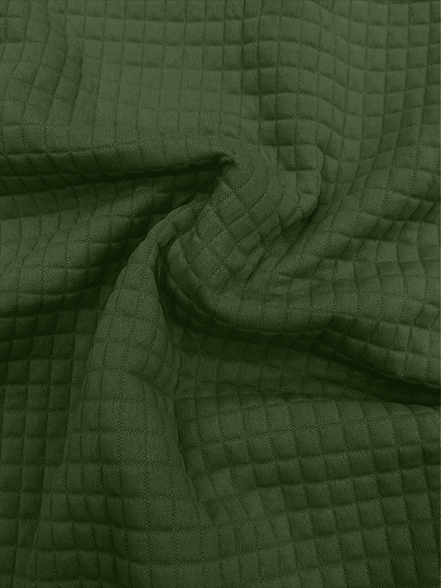 CONQUER ALL Men's Waffle Knit Short-Sleeve Hooded Sweatshirt with Comfortable Print and Drawstring, Short-Sleeve T-Shirt with Pocket, Summer Casual Fashion Men's Apparel, Suitable for Outings and Home Wear, Suitable for Daily and Formal Wear - fern green