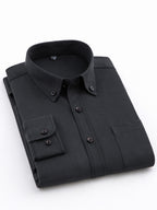 Three-pc Classic Men's Oxford Plain Color Shirts, Simple and Elegant Casual Long-Sleeve Shirts, Available in Multiple Colors for Easy Mix and Match - Black+Black+Black