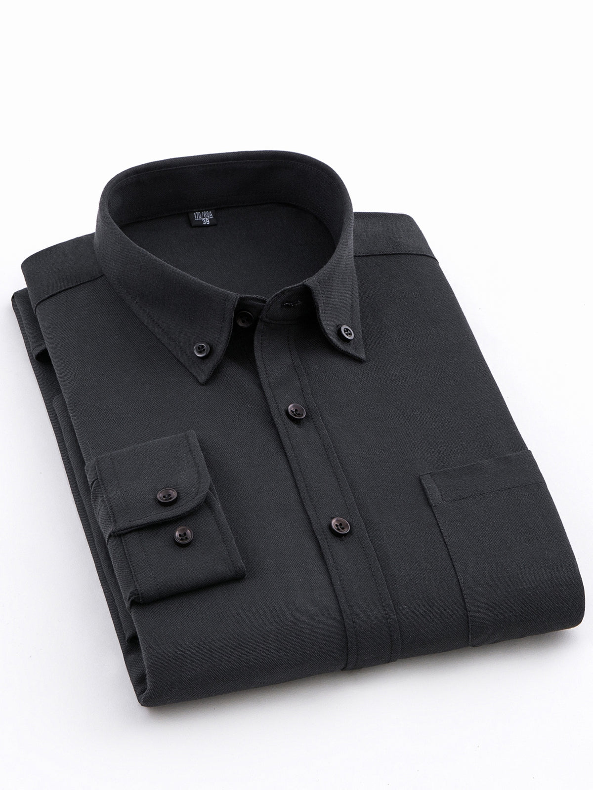 Three-pc Classic Men's Oxford Plain Color Shirts, Simple and Elegant Casual Long-Sleeve Shirts, Available in Multiple Colors for Easy Mix and Match - Black+Black+Black